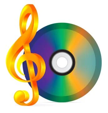 Compact disc with music notes Stock Illustration