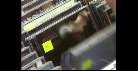 Compact Disc Music Store Shelves – 1990s Stock Footage 318947259