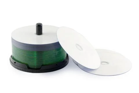 Compact Disc set isolated white background. Foto stock