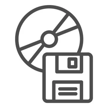 Compact disk and floppy diskette line icon. Different data storage symbol Illustrazione stock