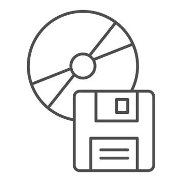 Compact disk and floppy diskette thin line icon. Different data storage symbol 스톡 일러스트