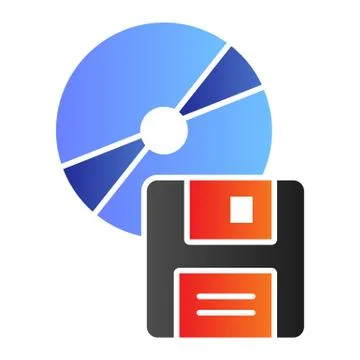 Compact disk and floppy diskette flat icon. Different data storage symbol Illustrazione stock