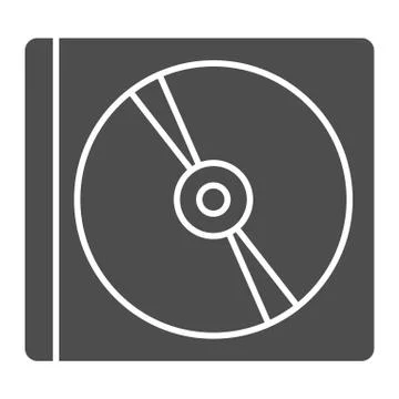 Compact disk box solid icon. Data storage for software or movie and music symbol Stock Illustration
