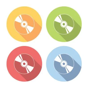 Compact Disk Flat Icons Set Stock Illustration