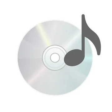 Compact disk icon with music note for disk drive in personal computer 스톡 일러스트