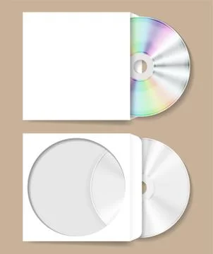 Compact disk in paper cover realistic illustration Stock Illustration