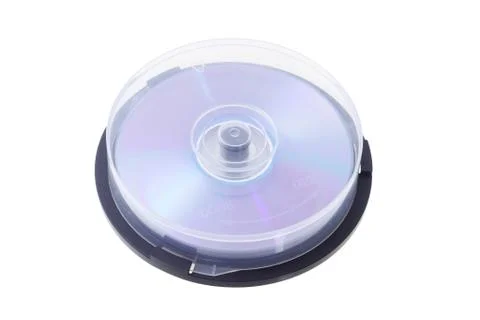 Compact disks in round plastic case Stock Photos