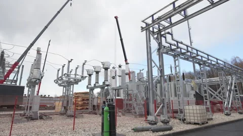 Compact distribution unit on small power station site Stock Footage 309755831