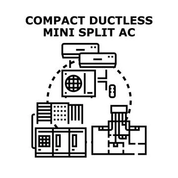Compact ductless mini split ac climate control system 스톡 일러스트
