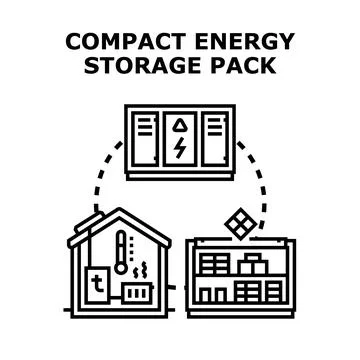 Compact energy storage pack system connecting home Stock Illustration