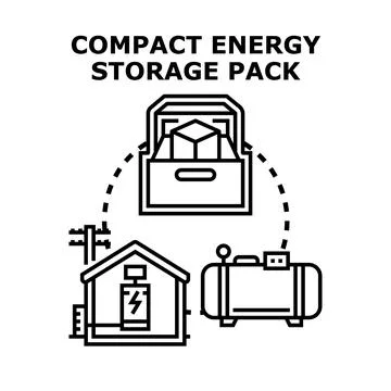 Compact energy storage pack system storing power Stock Illustration