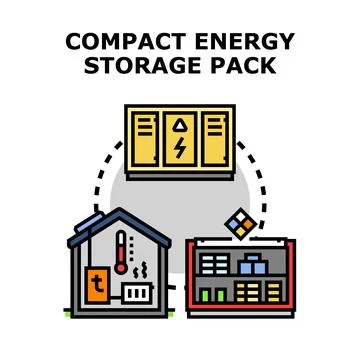 Compact energy storage pack system connecting home Stock Illustration