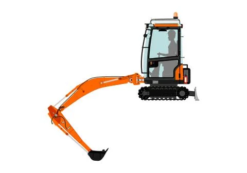 Compact excavator Stock Illustration