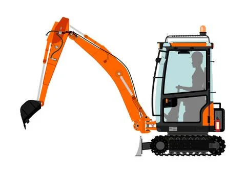 Compact excavator Stock Illustration