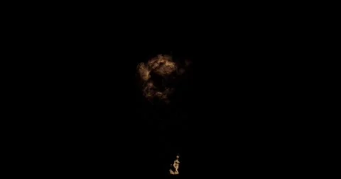 Compact Fire Explosion and Thick Smoke Compositing Element On Black Screen Stock Footage 333729088