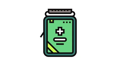 Compact first aid kit ultralight hiking color icon animation Stock Footage 326117645