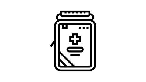 Compact first aid kit ultralight hiking line icon animation Stock Footage 326124882