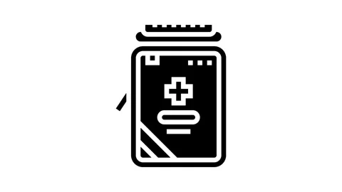 Compact first aid kit ultralight hiking glyph icon animation Stock Footage 326144520