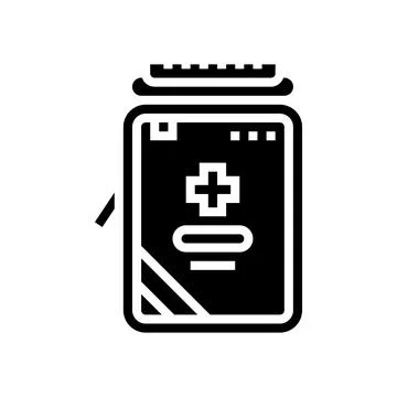 Compact first aid kit ultralight hiking glyph icon vector illustration Ilustración de archivo