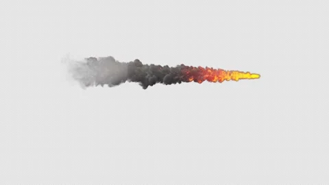 Compact Flame Projectile With Smoke Trail And Alpha Video stock 339301783