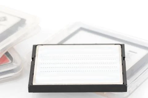 Compact flash memory card and case Stock Photos