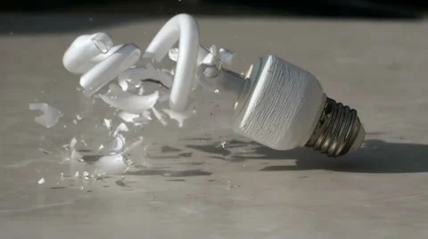 Compact Fluorescent CFL Bulb Breaking in Super Slow Motion Stock Footage 67084977