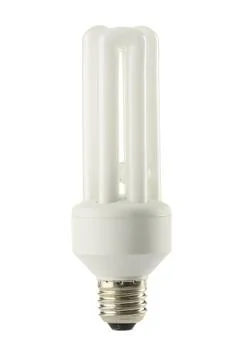 Compact fluorescent lamp isolated on white. Energy saving light bulb Stock Photos