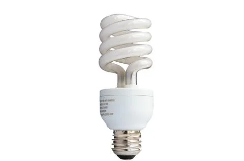 Compact fluorescent light bulb, isolated on white Foto stock