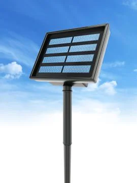 Compact garden solar panel against blue sky. 3D illustration Stock Illustration