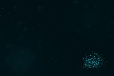 A compact glowing cluster of connected teal points rests in the lower right.. Stock Illustration