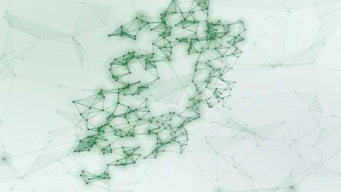 A compact green arrangement of connected angular lines and nodes resembles .. Illustrazione stock