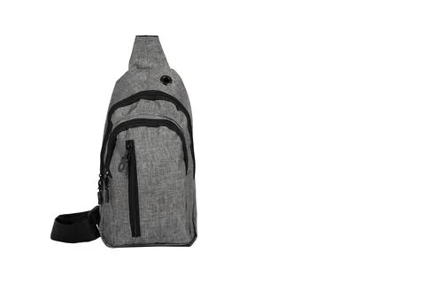 Compact Grey Sling Backpack with Multiple Zippered Pockets Stock Photos