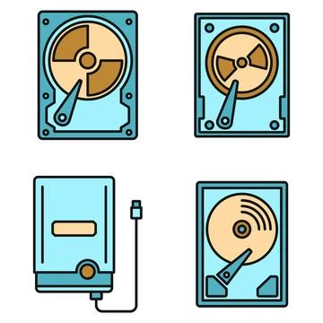 Compact hard disk icons set vector color Illustrazione stock