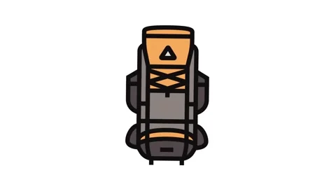 Compact hiking backpack color icon animation Stock Footage 326117698