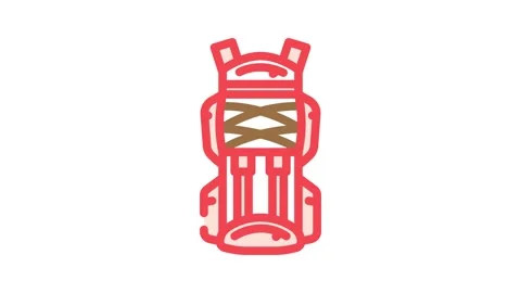 Compact hiking backpack color icon animation Stock Footage 327257950