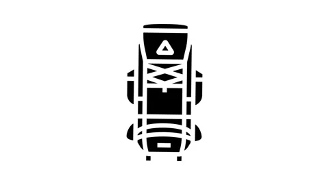 Compact hiking backpack glyph icon animation Stock Footage 326144574