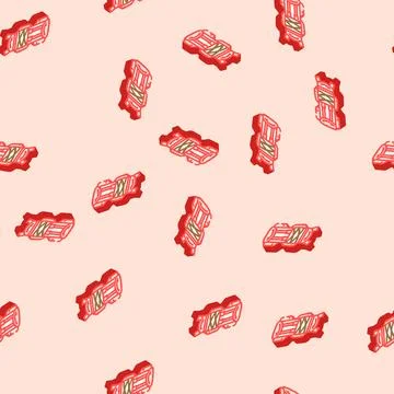 Compact hiking backpack isometric icon seamless pattern イラスト素材