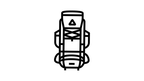 Compact hiking backpack line icon animation Stock Footage 326124928