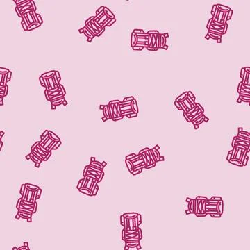 Compact hiking backpack line vector seamless pattern Stock Illustration