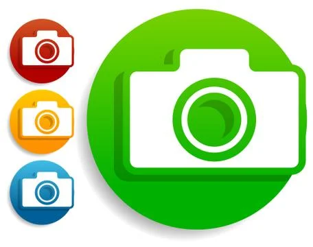 Compact - hobby photo camera icon in green, red, yellow, blue colors Stock Illustration