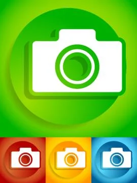 Compact - hobby photo camera icon in green, red, yellow, blue colors Stock Illustration