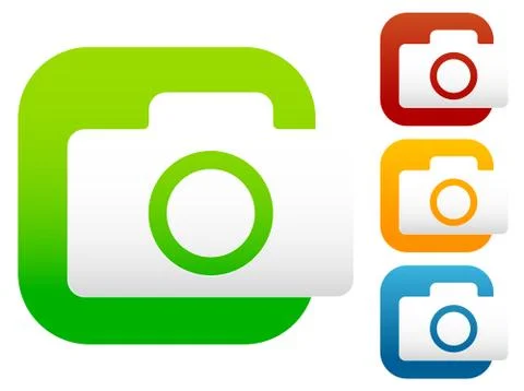 Compact - hobby photo camera icon in green, red, yellow, blue colors Stock Illustration