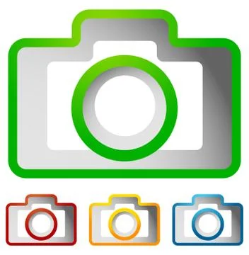 Compact - hobby photo camera icon in green, red, yellow, blue colors Stock Illustration