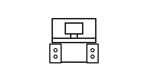 A compact icon featuring a speaker, positioned on a computer. Stock Footage 333233440
