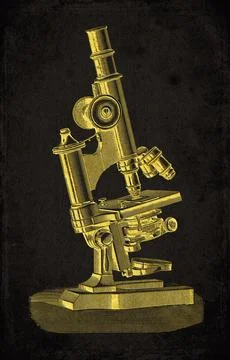 Compact Laboratory Compound Microscope Scientific Instrument Engraving Stock Illustration