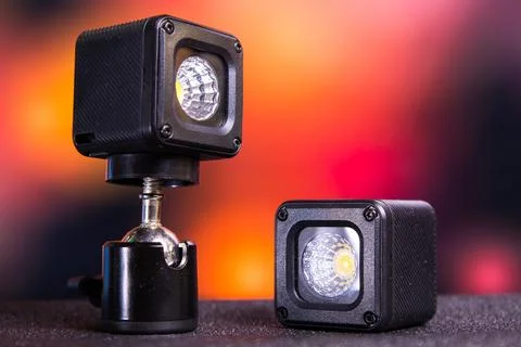 Compact led cube lights with adjustable mount Stock Photos