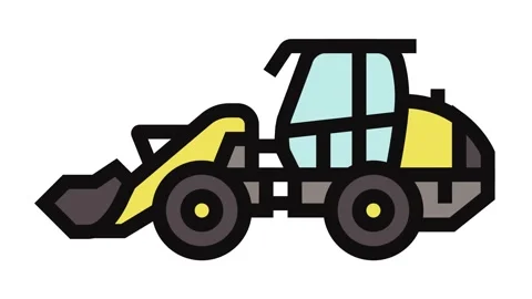 Compact loader construction vehicle color icon animation Stock Footage 326105218