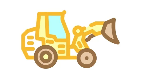 Compact loader construction vehicle color icon animation Stock Footage 327265596