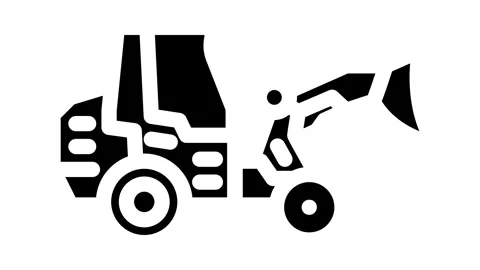 Compact loader construction vehicle glyph icon animation Stock Footage 326741809