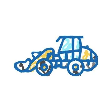 Compact loader construction vehicle icon doodle illustration Stock Illustration